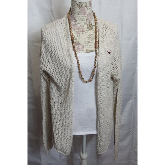 Hollister Sweaters - Vintage Women's Hollister Crochet Cardigan Sz L Open Knit Cream LS